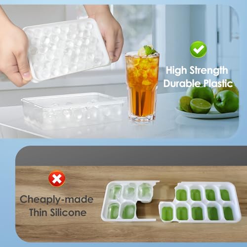 Image of WIBIMEN Ice Cube Tray with Lid and Bin - Round Ice Trays for Freezer with Lid - Ice Cube Trays for Freezer with Ice Container (0.8 inch-2PACK White)