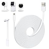 delilyn 25FT Power Extension Cable Compatible with WYZE Cam OG, WYZE Cam V4/V3/V3 Pro, WYZE Cam Pan V3/V2, L-Shape Micro USB Extension Cable for WYZE Cam Pan, Weatherproof Flat Power Cord-White