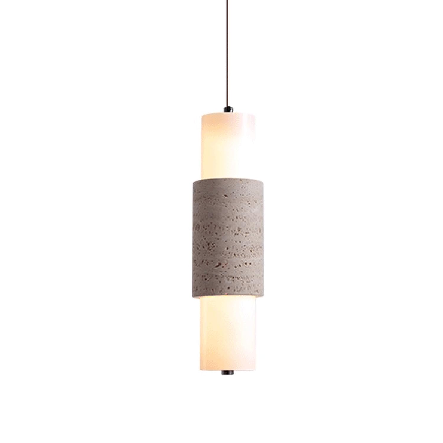 MTNROO Travertine Natural Stone Hanging Lamp 11.8 In Pendant Lights Fixture Natural Porous Travertine Hand Polished 3 Dimmable Wabi-sabi Style Industrial For Kitchen Island Bedroom Restaurant Teahouse