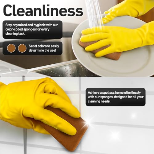 Image of Casanero 6 Pack Silicone Dish Sponges, Heavy Duty Non Scratch Sponges for Dishwashing, Reusable Household Cleaning Sponges for Kitchen, Countertop, Bathroom, Non Stick Cookware or Car