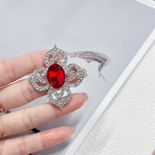 Image of Antique Crystal Brooch Pin for Women Men Vintage Rhinestone Art Deco Flower Clover Boho Victorian Brooches Lapel Pins Elegant Dress Accessories Wedding Birthday Jewelry