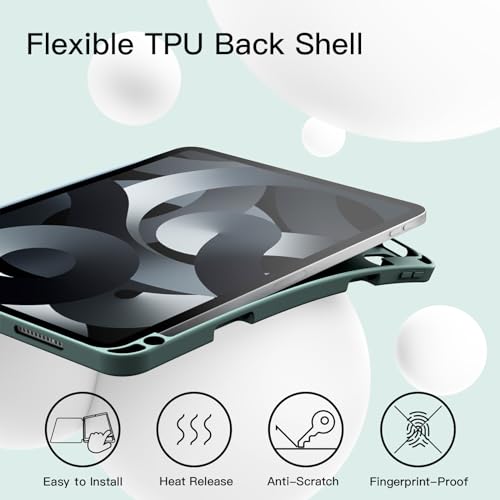 Image of JETech Cover Case for iPad Air 11-Inch M4 /M3 /M2 (2026 /2025 /2024), iPad Air 5 /4 (2022 /2020 5th /4th Generation 10.9-Inch) with Pencil Holder, Slim Tablet Cover with Soft TPU Back (Misty Blue)