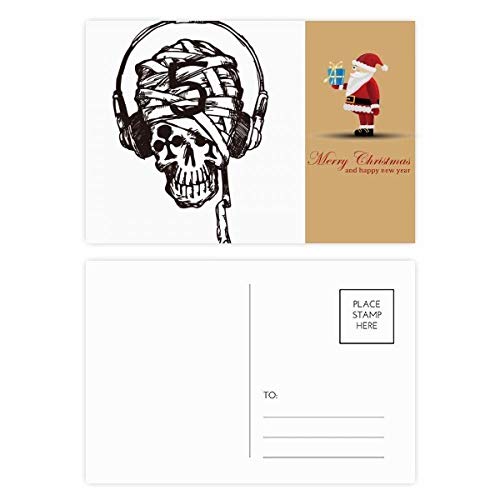 Cartes postales tête de mort et père Noël pour éviter les vœux banals et ennuyeux