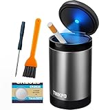 Ashtray with Lid, Smellproof & Smokeproof Cup Holder Ashtray, Portable Mini Car Trash Can, Detachable Aluminum Alloy Smokeless Car Ashtray with Automatic LED Light