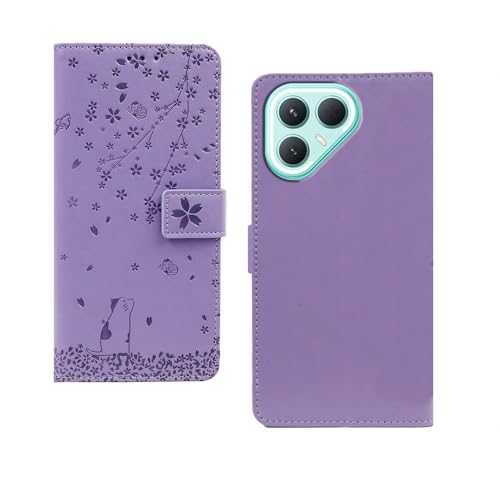 Image of amazon basics Tecno Pova 7 Pro 5G Flip Cover | Card Pockets Wallet & Stand | Flip Cover for Tecno Pova 7 Pro 5G (Purple Tree)