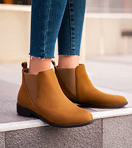 Maxmuxun Women Bootie Comfort Classic Chelsea Ankle Boots Walking Boots Size 10 Tan #TOP7