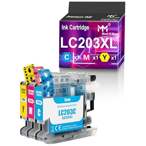 MM MUCH & MORE Compatible Ink Cartridge Replacement for Brother LC-203XL LC203XL LC203 XL to use with MFC-J680DW MFC-J885DW MFC-J480DW MFC-J880DW MFC-J4420DW Printer (Cyan, Magenta, Yellow, 3 Pack) Cover