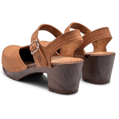 Image of Sandgrens Handmade Swedish Wood Clogs for Women, High Heel Sandal | Victoria