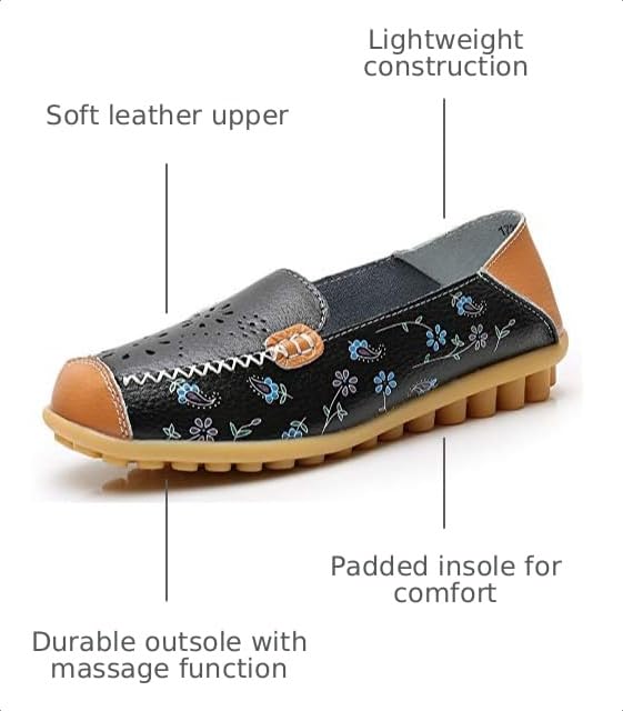 Image of VenusCelia Women's Floral Comfort Walking Flat Loafer