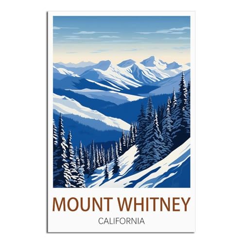 Poster vintage Mount Whitney California sur toile - Décoration murale moderne chambre 50x75