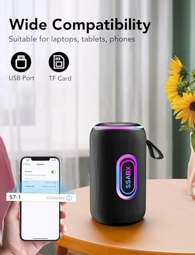 taopodo Portable Bluetooth Speaker with True 30W Stereo Sound, Enhanced BASS 3.0 and 3 RGB lights, IPX7 Waterproof, 24H Playtime, TWS Wireless Pairing, Outdoor Wireless Speaker for Home and Hiking