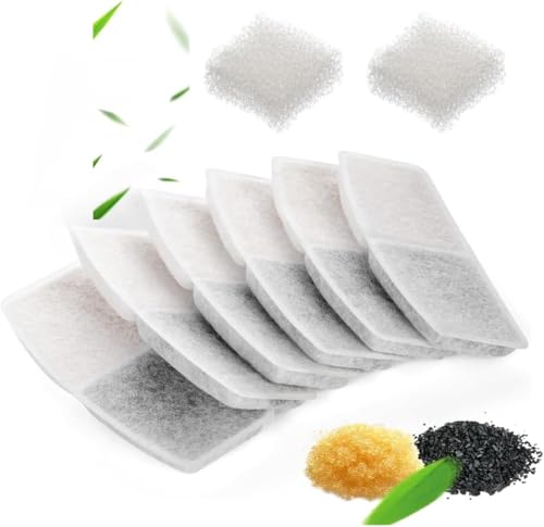 Filtro de Carvão Ativado para Bebedouros de Pets, 6 Unidades, com Esponjas de Pré-filtro, para Gatos e Cães