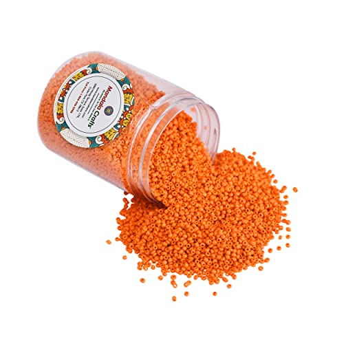 Image of Mandala Crafts 8 /0 Glass Seed Beads for Beadwork - 6000 Pcs 3mm Opaque Orange Round Small Rocaille Beads for Jewelry Making, Necklace Bracelet Earring Craft Supplies