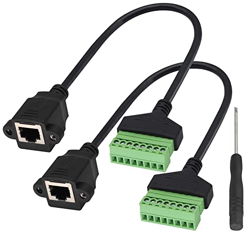 zdyCGTime RJ45 Screw Terminal Connector Cable RJ45 Female to 8 Pin Solderless Wire Screw Terminal Network Connector RJ45/8P 8C Ethernet Cable for AV CCTV DVR etc In-Line Coupler.(30cm/2Pack)
