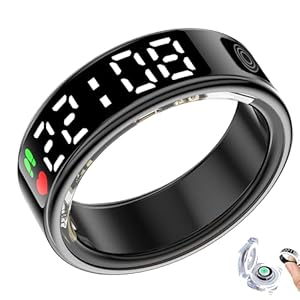 Smart Rings for Women Men,Fitness Tracker Ring,Smart Ring whth Display and Touch Button,IP68waterproof,Health Ring Tracks Heart Rate/Sleep/Steps/Blood Oxygen/Calorie/Distance,No Subscription(Black10)
