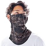 [PEAKS&TREES] ヤケーヌ UVカット マスク フェイスカバー 耳掛け 迷彩 ブラウン 日焼け防止 紫外線対策