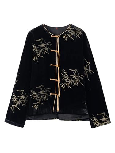 Veste en velours de soie noire HangErFeng vêtement brodé haut de gamme chic