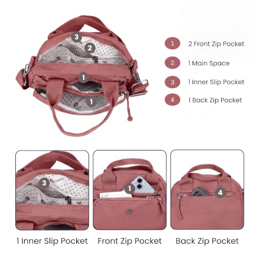 Image of TS WITH TECHSUN Small Women Crossbody Sling Bag Handbag for Travel Office Use, Water Resistant Nylon Shoulder Purse, Adjustable Strap Multipocket Organizer (25(L) X 19(H) X 9(W) CM)