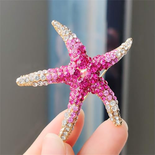 Image of WCRAZYE Rhinestone Starfish Brooch Pin for Women Men Gold Plated Elegant Crystal Shell Star Shaped Ocean Sea Animal Brooches Lapel Pins Delicate Wedding Beach Party Dress Accessories