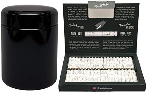 Rolls 6mm Smart Filters VIP XL (80 Pre Rolled Tips) with Hippie Butler 250ML Smell Proof Glass UV Stash Jar