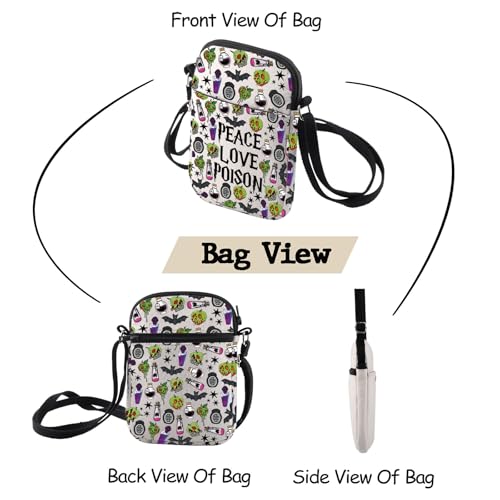 MNIGIU Witchy Poison Fruits Shoulder Bag Halloween Spooky Gift Peace Love Poison Crossbody Bag Family Vacation Gift4