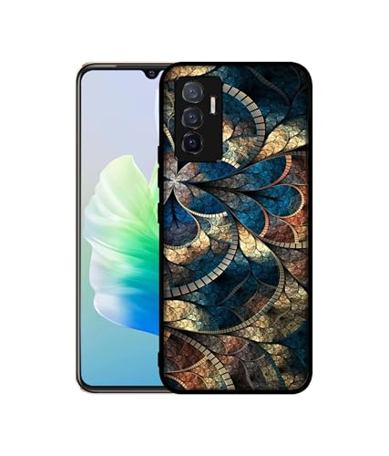 Image of Fractional Pattern Design Premium 2D Printed Metal Back Case Cover for Vivo V23E 5G / Y75 4G