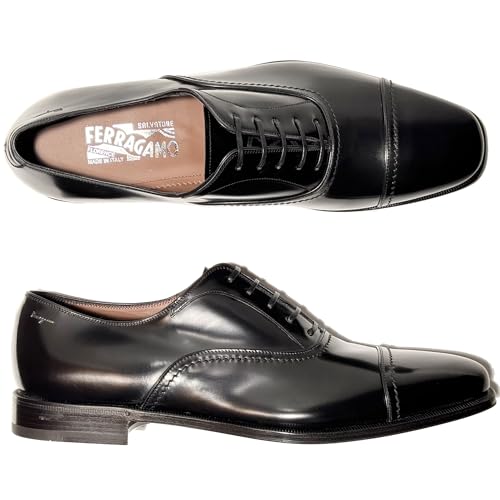 SEUL (D/Medium) Leather Cap Toe Welted Oxford Formal Men's Black Dress Shoes, Nero3