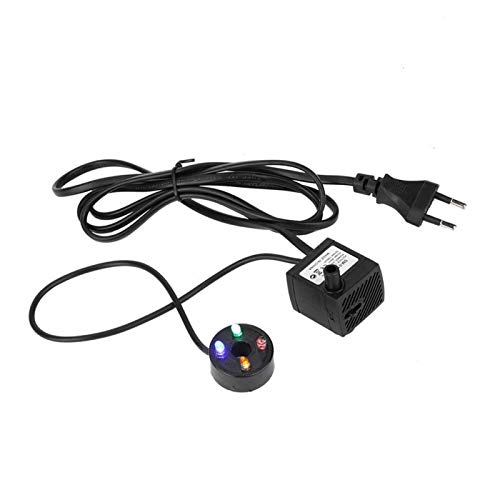 Pssopp Bomba de Agua Sumergible para pecera de 2w, Filtro de Acuario, Bomba de Agua Sumergible para Acuario con 4 Luces LED Coloridas para Fuente, Piscina, jardín, Estanque, rocalla paisajismo(#1)