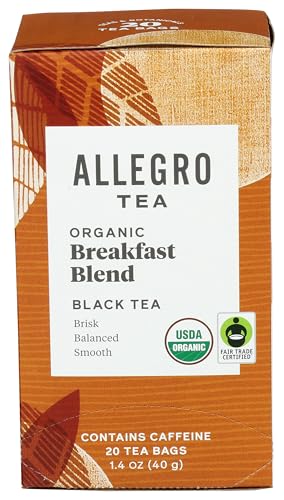 Allegro Coffee Allegro Tea, Tea Bags, Organic Breakfast Blend, 20 Count