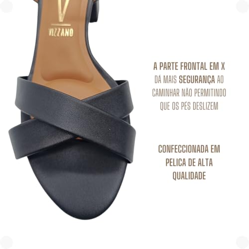 Sandália Vizzano Salto Bloco Feminino, Preto, 38