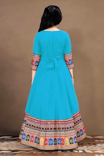 Image of Cotton Silk Long Anarkali Kurta for Girls