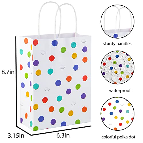 Image of BLEWINDZ 32Pcs Rainbow Small Gift Bags Bulk with 32Pcs Tissue Paper - Colorful Polka Dots Goodie Bags with Handles for Party Favors, Kids Birthday, Baby Shower, Wedding, Shoppings
