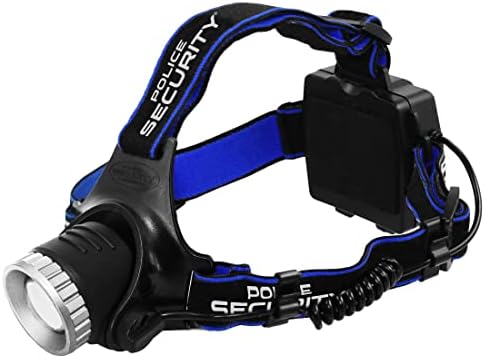 Police Security Elite Blackout Headlamp - T6 LED - 615 Lumen - 7 Hour Battery Life - Camping, Walking, Fishing - Weather Resistant - Strong and Durable - High/Low/Flash - Stocking Stuffer