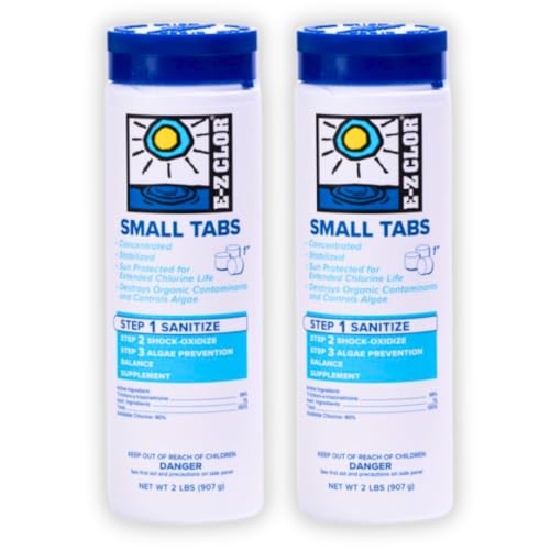 E-Z Clor 1" Chlorine Tabs, Swimming Pool Chlorinating Sanitizer, 2lb Each Bottle - 2 Pack