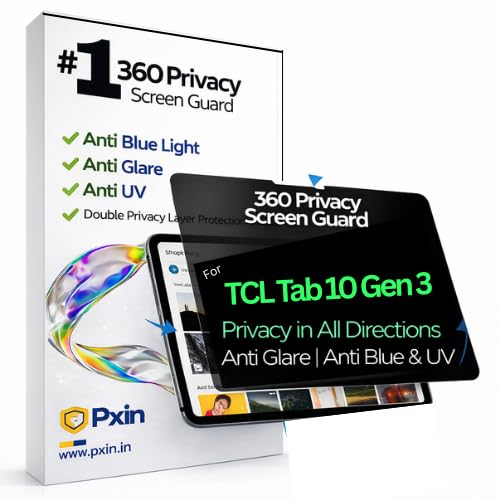 Image of Pxin Tablet Privacy Guard compatible with TCL Tab 10 Gen 3 | Privacy screen protector | Anti Glare | Anti Spy Screen | Reduces blue light | 360 degree Privacy Screen | Eye Protection