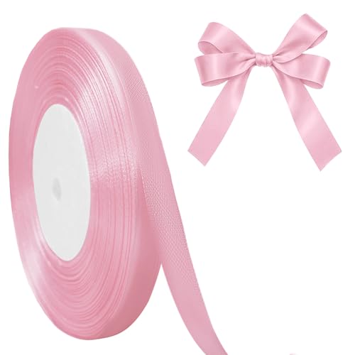 JaoZuyard Pink Satin Ribbon 3/8 inch x 50 Yards Pink Silk Ribbon