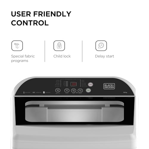 Image of BLACK+DECKER 7.5 Kg 5 Star Fully-Automatic Top Loading Washing Machine(2023 Model, Bxwd01175In, White, In-Built Heater, Bldc Motor Drive)