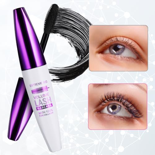 5D Silk Fiber Mascara Waterproof, Schwarz Wimperntusche für Empfindliche Augen, Langlebige Volumizing Curling Verlängerung Make-Up für Weihnachten, Halloween, Partys, Hochzeiten