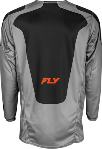 Fly Racing Men's Kinetic Sym Jersey (Grey/Orange/Black, Large)