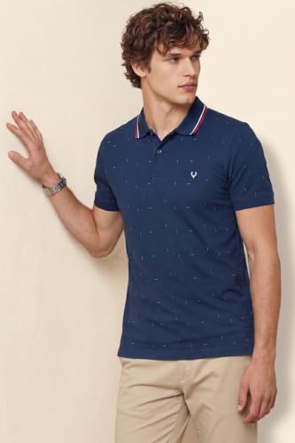 Image of Allen Solly Men's Polo T-Shirt | Polycotton Blend | Color-Block Print | Regular Fit | Smart Casual Wear