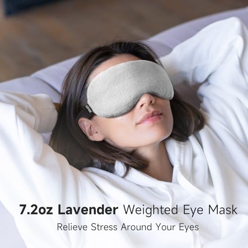 Umisleep Lavender Eye Mask, 0.45 lb Aromatherapy Weighted Eye Mask for Dry Eyes, Sleep Mask for Men Women, Hot Therapy Eye Cover for Compression Pain Relief, Eye Pillow for Puffy Eyes, Sinus Pain-Grey - Image 4
