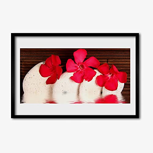 Affiche encadrée fleurs rouges pour habiller un mur vide 60x40