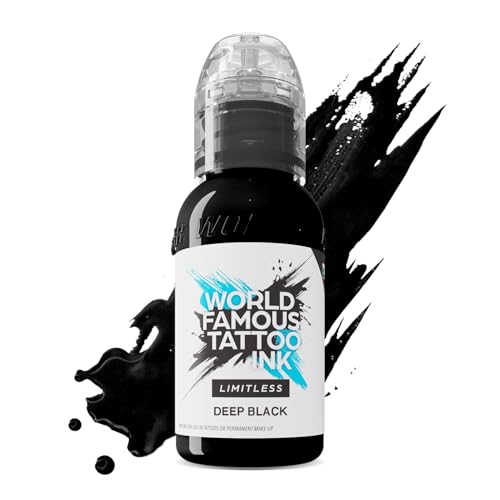 World Famous Tattoo Ink Limitless - Deep Black Tattoo Ink - Professional Tattoo Ink & Tattoo Supplies - Skin-Safe Permanent Tattooing in Bold Shades - Vegan & Non-Toxic (1 oz)