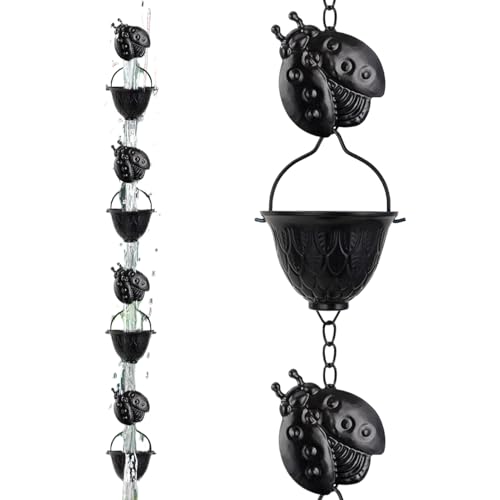 Catene Pioggia per Grondaie - 2.8 M Catena Per Grondaia,di Drenaggio Resistente 12 Coppe per Raccolta Acqua Piovana da Tetto Albero Gazebo