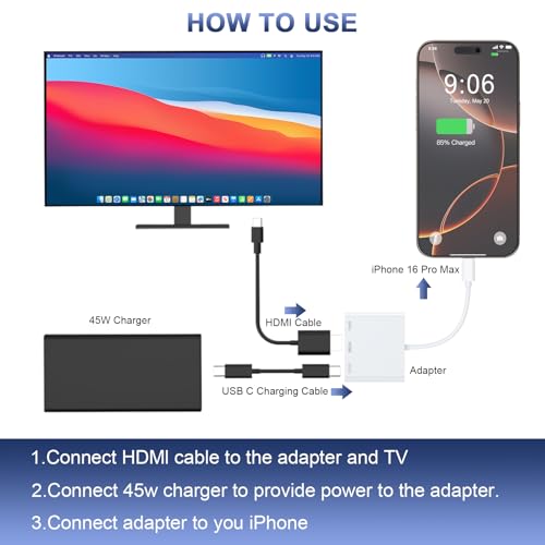 Adaptador AV digital 4K Sync Screen conector tipo C a HDMI 6