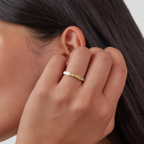 Gold Rings For Women, Stainless Steel Gold Plated Stackable Statement Engagement Wedding Non Tarnish Cubic Zirconia Jewelry Promise Gift2