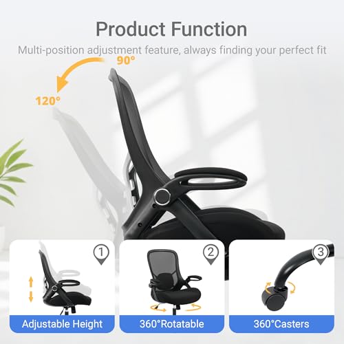 Image of HYLONE Big and Tall 400lbs Heavy Duty Office Chair, 5 inch Thickened Seat Ergonomic Desk Chair with Adjustable Armrests, Home Office Computer Chairs for Long Hours Mesh Executive Chair(Black)