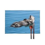Placemats Set of 4-12x18 Inch Canvas Heat-Resistant Non-Slip Table Mats Washable Reusable Tablemats, Lazy and Relaxing Otter Place Mats for Dining & Decor