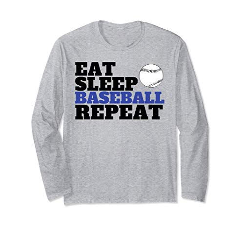 Baseball Lover Gift Eat Sleep Baseball Repeat Funny Baseball Maglia a Manica