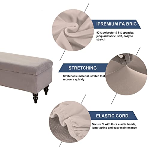 Image of FUANGUI Ottoman Cover Stretch Storage Ottoman Bench Slipcover Printed Folding Storage Bench Ottoman Cover Footrest Stool Slipcover Footstool Protector Cover with Elastic Bottom,Medium